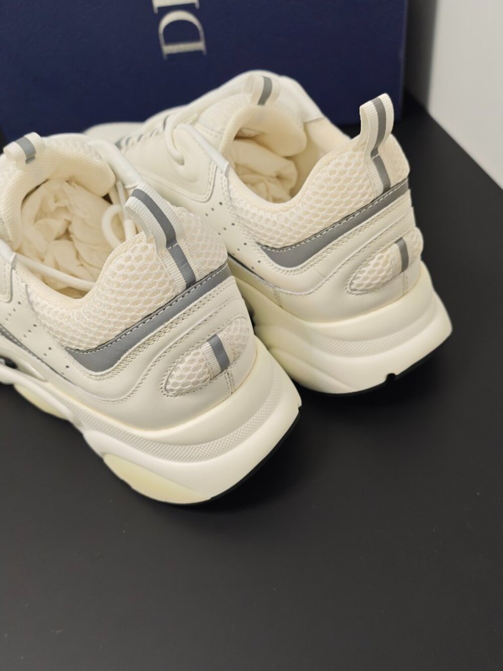 Dior B22 White Grey Mesh Leather Sneakers Men’s Size 43 Made in Italy - Picture 9 of 12